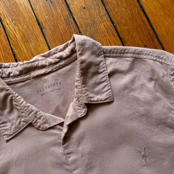 All Saints Men's‎ Pink Button Down Long Sleeve Shirt. - Picture 3 of 6